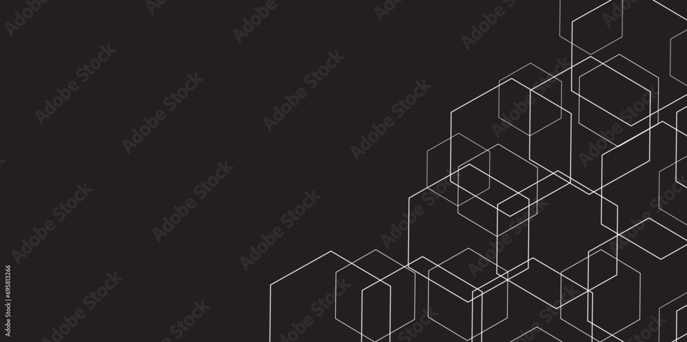Abstract black background with hexagon line vector illustration.Dark geometric black abstract background elegant design pattern abstract geometric background for a banner template or header design. Abstract black background with hexagon line vector illustration.Dark geometric black abstract background elegant design pattern abstract geometric background for a banner template or header design.