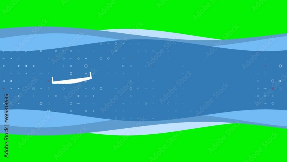 Animation of blue banner waves movement with white two-handed saw symbol on the left. On the background there are small white shapes. Seamless looped 4k animation on chroma key background Animation of blue banner waves movement with white two-handed saw symbol on the left. On the background there are small white shapes. Seamless looped 4k animation on chroma key background