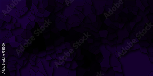Dark purple black Broken Stained Glass Background with black lines. Voronoi diagram background. Seamless pattern with 3d shapes vector Vintage Illustration background. Geometric Retro tiles pattern 