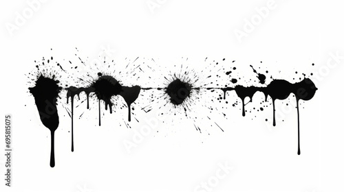Black ink splash on white background. Ink Splatter. Splash and drops of black liquid.