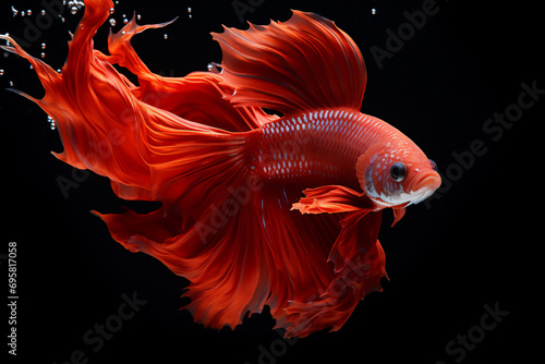 red beta fish on black background