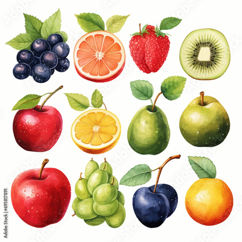 fruit, apple, food, isolated, pear, green, fresh, orange, fruits, red, set, strawberry, plum, white, healthy, peach, collection, diet, ripe, mango, cherry, juicy, sweet, health, grape