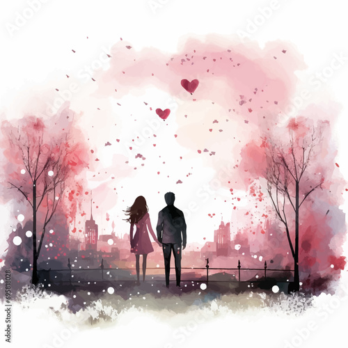 tree, silhouette, love, nature, couple, woman, family, people, vector, illustration, park, child, sky, night, landscape, spring, moon, kid, grass, happiness, heart, flower, walk, art, abstract