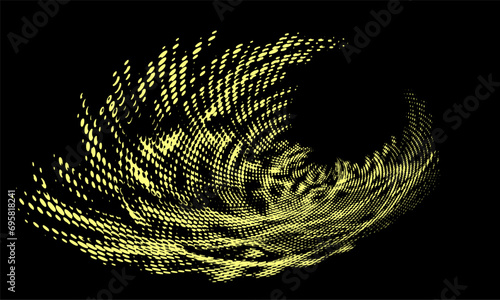Mottled halftone shimmery gold border or logo with translucent right side. Space for copying text. Vector. For trademarks, emblems, banners, cards.