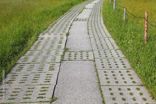 Fototapeta Naklejka Na Ścianę i Meble -  Perforated concrete slab rural road in Poland