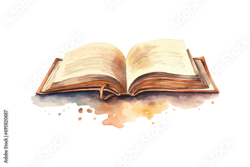 Watercolor open book isolated on white background. Vector illustration design.