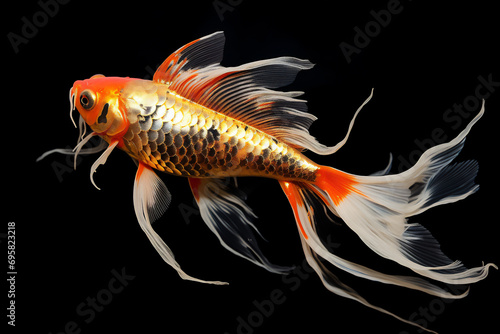 goldfish in close up isolated on black