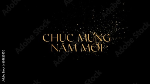 Happy Chinese New Year. Lunar new year text animation on transparent background. Particle text. Tet Vietnam photo