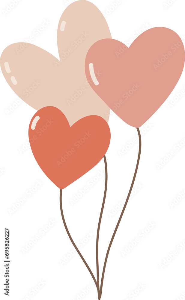 Air balloons heart shaped, valentines day concept