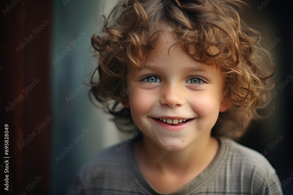 beautiful curly-haired child smiling at the camera beautiful curly-haired child smiling at the camera