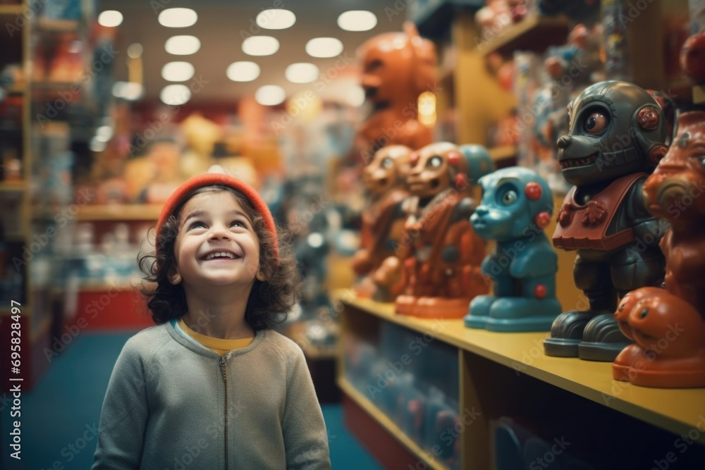 Fototapeta premium happy child in a toy store. gifts for children