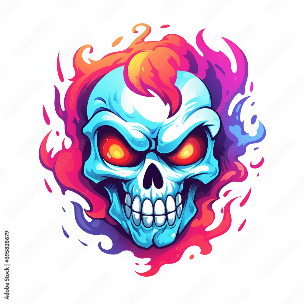 Vibrant Cartoon-Style Skull Logo
