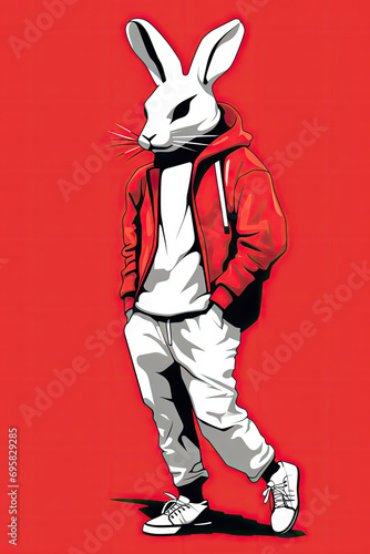 Anthropomorphic Rabbit Cartoon Illustration,Anthropomorphic Creature