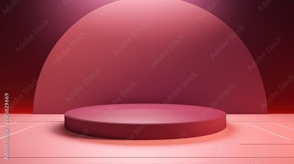 Podium and abstract background. Round stand. Platform for your design. 3D image, generative ai Podium and abstract background. Round stand. Platform for your design. 3D image, generative ai