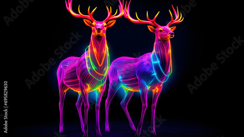 Realistic lifelike elk in fluorescent
