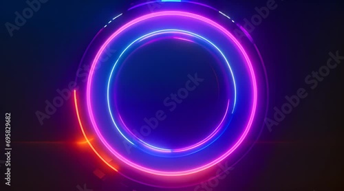 Abstract pulsing circle. Music wave flux animation, sound beat ripples, music spectrum , digital audio studio, dance floor, looping animation colourful light background. 