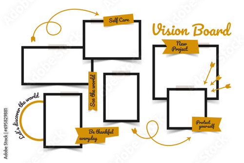 Vector photo collage template moodboard pictures grids vector illustration