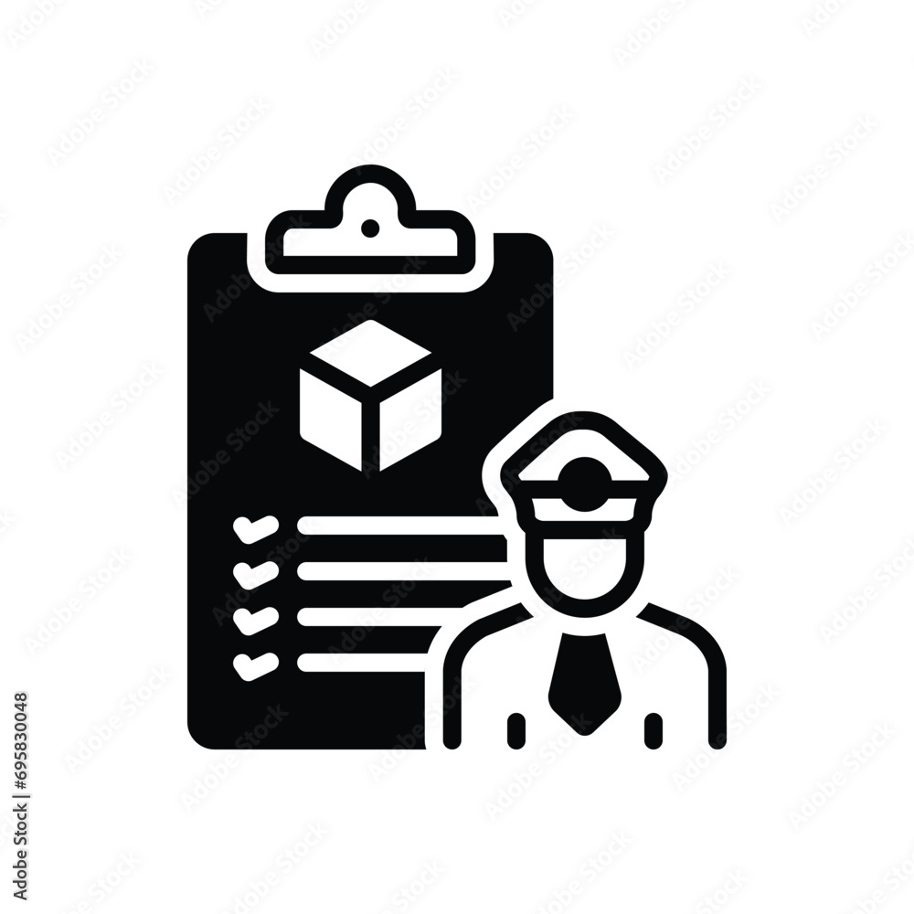 Black solid icon for customs clearance