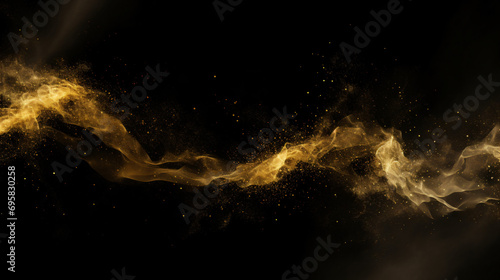 Image of gold dust and golden with a black background