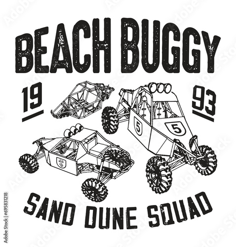Beach buggy vintage vector art illustration
