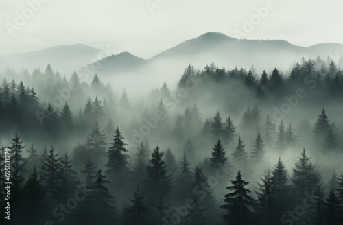 Whispers of Dawn in Misty Pine Highlands © HNXS Digital Art