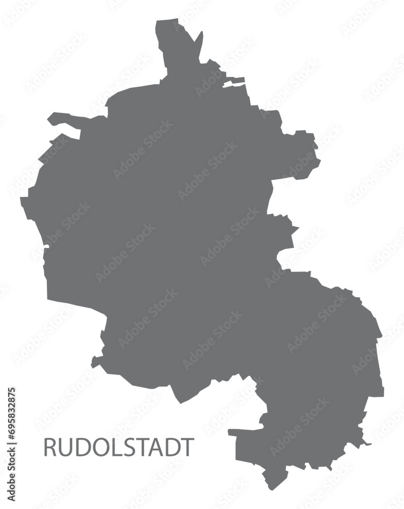 Rudolstadt German city map grey illustration silhouette shape