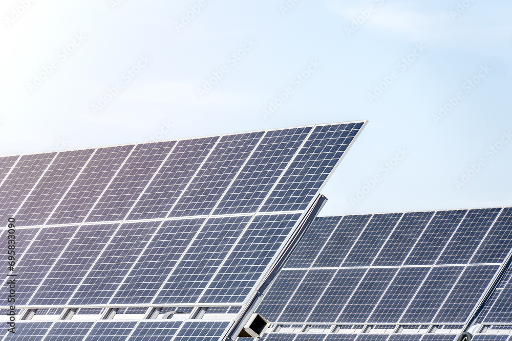 Solar cell panels with a sky background. Alternative electricity source Solar cell panels with a sky background. Alternative electricity source