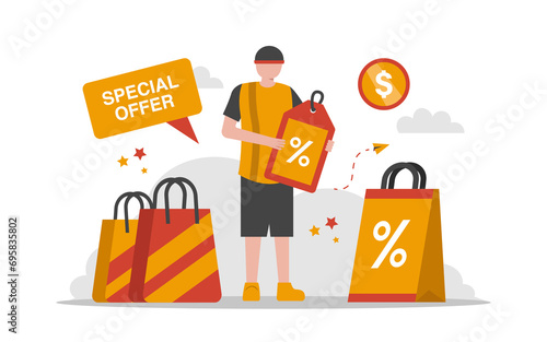 Sale and Offer Flat Concept Illustration