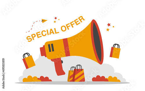 Sale and Offer Flat Concept Illustration