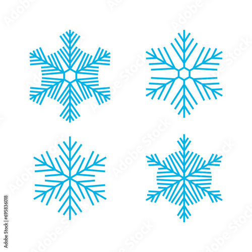 Set snowflake icons collection isolated on white background.