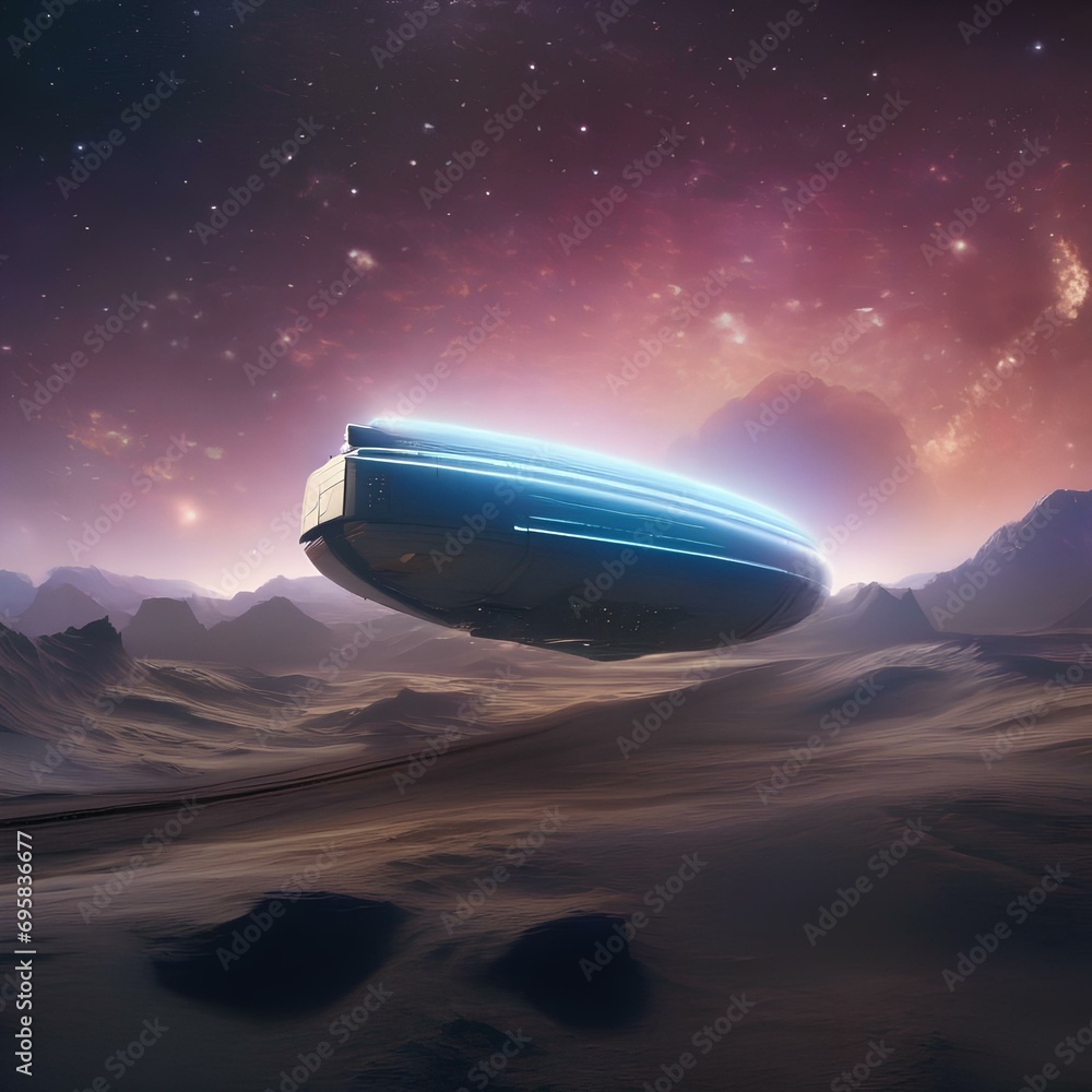 Fototapeta premium An interstellar ark journeying through a nebula, its passengers in cryogenic slumber3