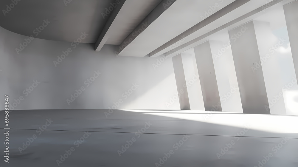 Naklejka premium 3d render of abstract futuristic architecture with empty concrete floor