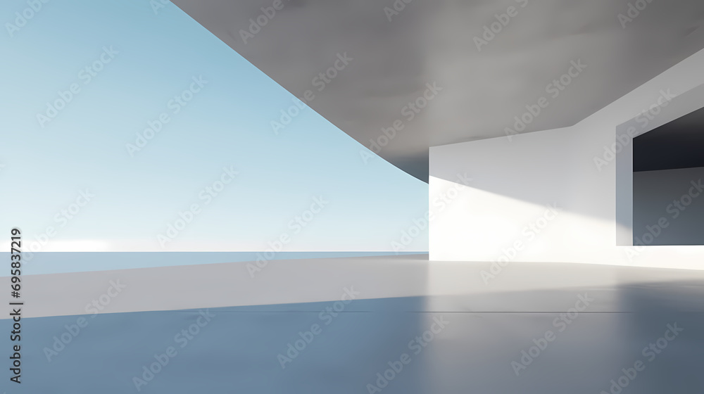 3d render of abstract futuristic architecture with empty concrete floor 3d render of abstract futuristic architecture with empty concrete floor