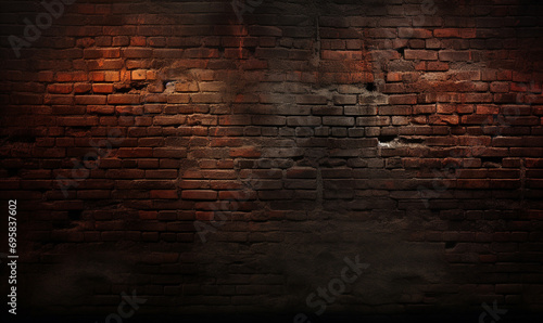 Dark brick wall background. Ai generated