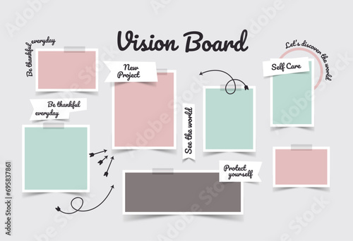 Vector photo collage template moodboard pictures grids vector illustration