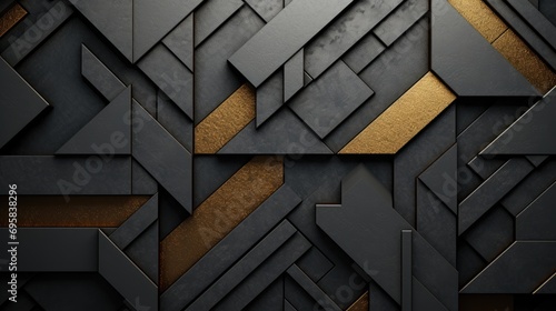 An Ornate Gold Designer Background - Dark Silver and Dark Gray - Black and Gold Hard-Edged Ornaments Elements Copy Space Wallpaper created with Generative AI Technology photo