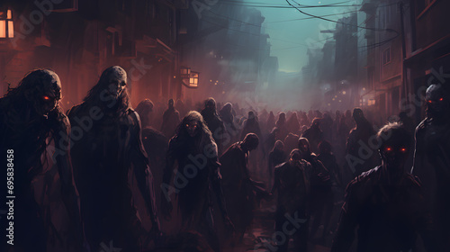 Halloween concept of zombie crowd © Little