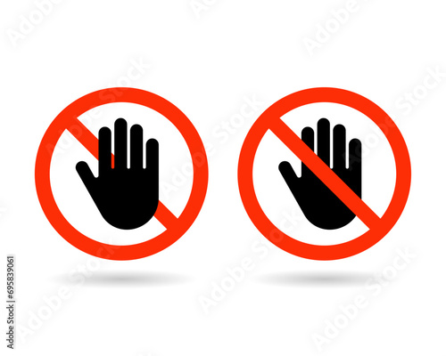 Hand stop sign. Stop icon vector. Signs off limits. No entry prohibition. Do not touch icon.