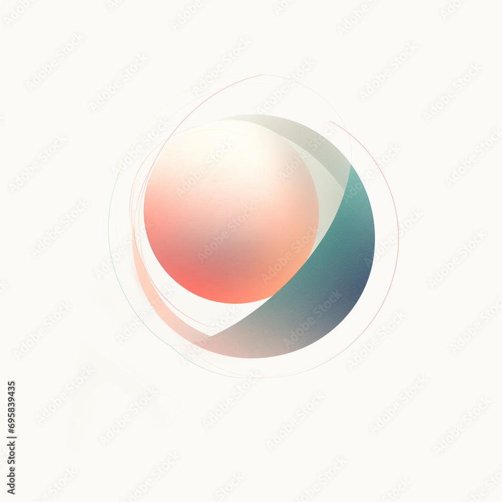 Contemporary Minimalist Illustration of Ball in Soft Pastel Colors