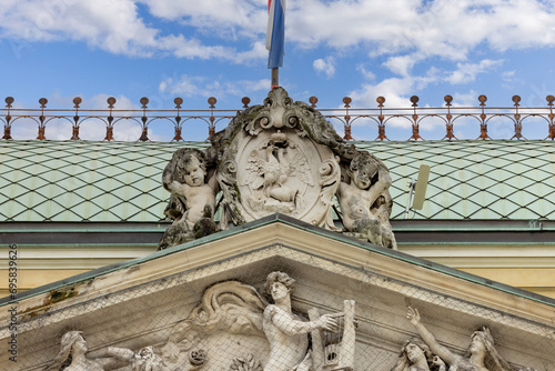 Decorative facade of building of Ivan Zajc Croatian National Theatre, Rijeka, Croatia photo