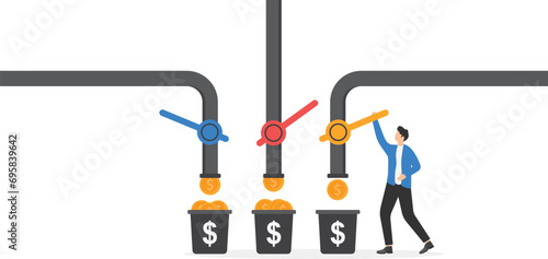 Financial wealth multiple streams of income concept. Multiple income streams from passive incomes or revenue from invest in multi assets

