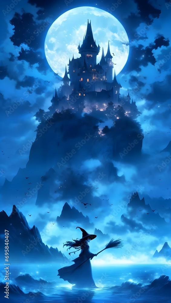 Obraz premium A witch in Fantasy World Castle, Magical 