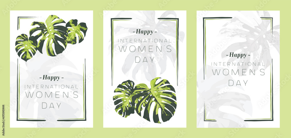Floral greeting card design. International Women's Day graphic.