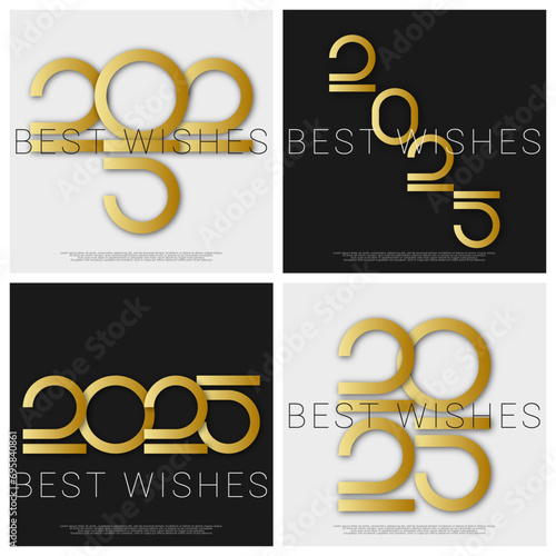 Happy new year - best wishes 2025 with colorful truncated number. Perfect vector for poster, banner, greeting and new year 2025 celebration.