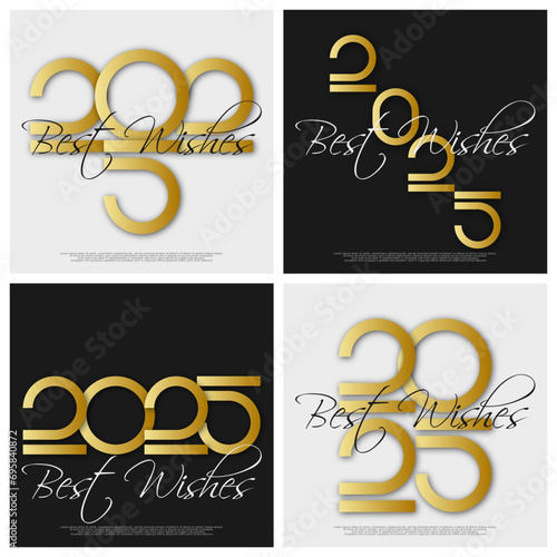 Happy new year - best wishes 2025 with colorful truncated number. Perfect vector for poster, banner, greeting and new year 2025 celebration.