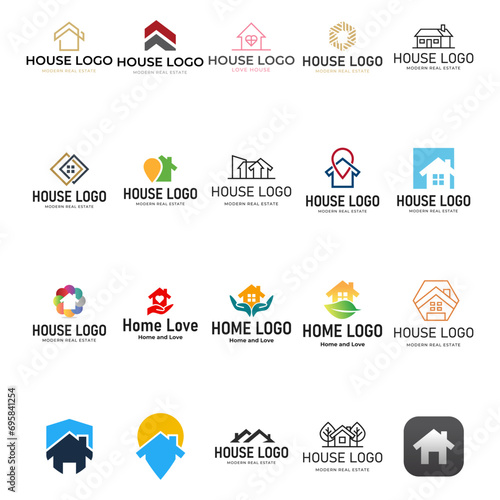 Home building property set logo on white background