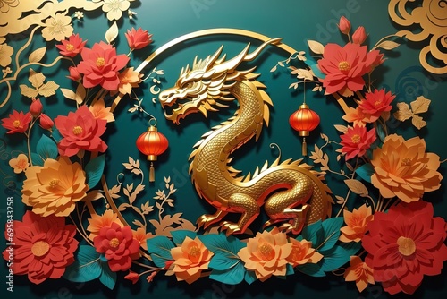Poster or banner for Chinese Lunar New Year 2024, year of dragon 1