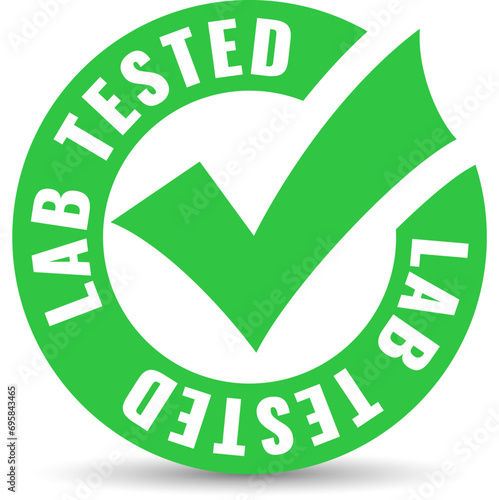 Lab tested green tick icon, approved symbol