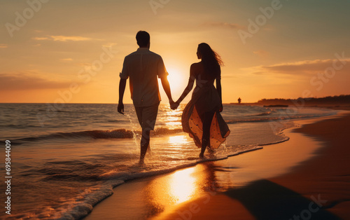 Fototapeta Naklejka Na Ścianę i Meble -  young indian couple enjoying at sea beach