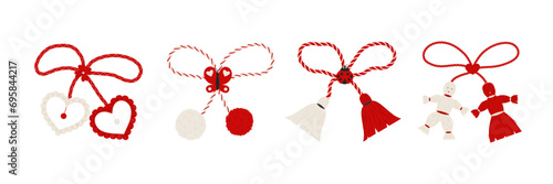 Set of Bulgarian symbol of the spring holiday Baba Marta/Martisor.